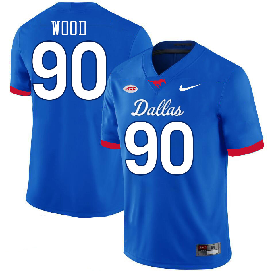 SMU Mustangs #90 Zach Wood Jersey College Football Uniforms-Dallas Royal